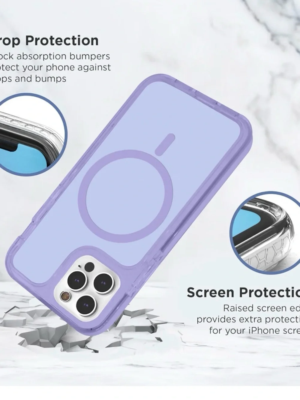 Purple Hardshell Silicone Phone Case with Camera Protector